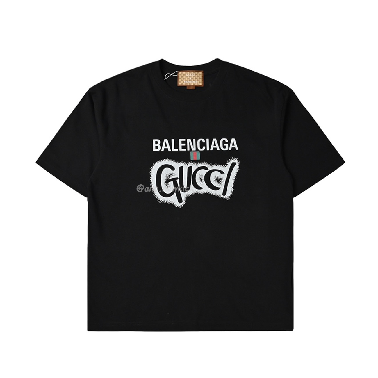 Balenciaga X Gucci Co Branded Double B Letter Printed Logo Printed Short Sleeved T Shirt (4) - newkick.cc